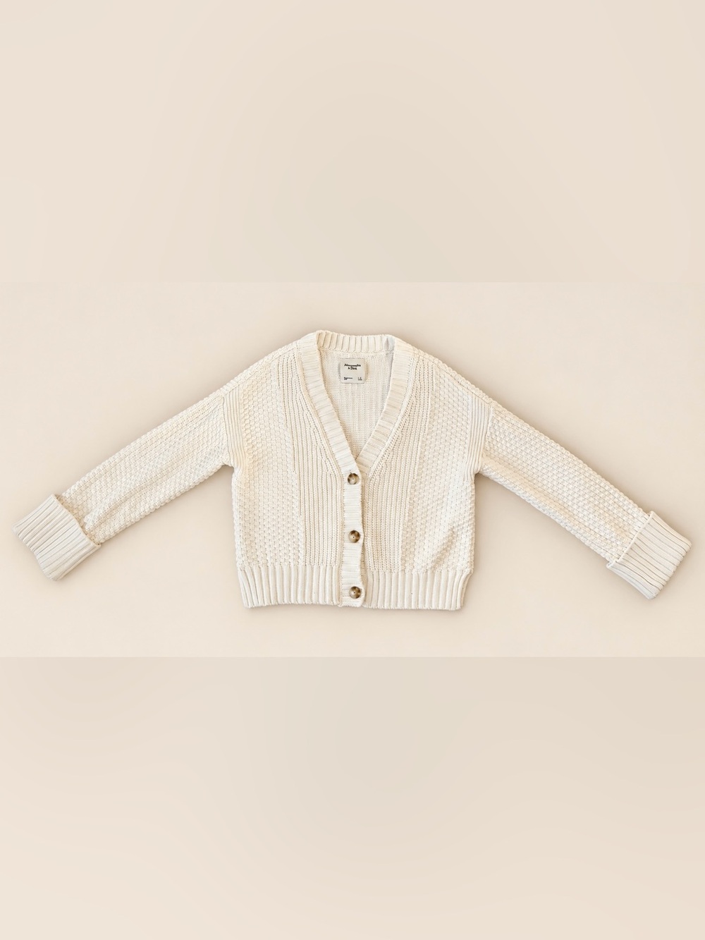 Abercrombie & Fitch Cream Textured Knit Cardigan – Size Small